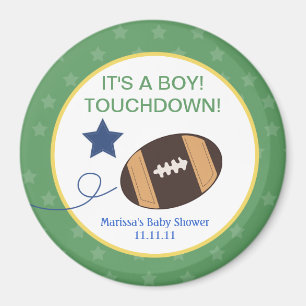 Baby shower de football 3 pouces Rond Favor Magnet