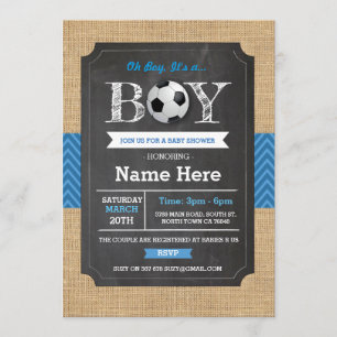 Baby shower de football  de garçon bleu Invitation