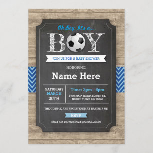 Baby shower de football  de garçon bleu Invitation