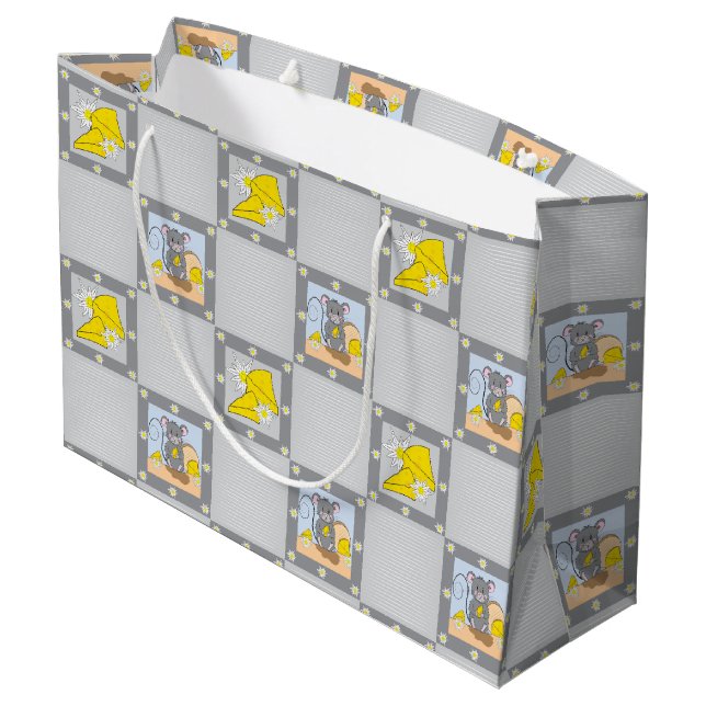 Baby shower de fromage et de souris Sac cadeau gri (Dos Angle)
