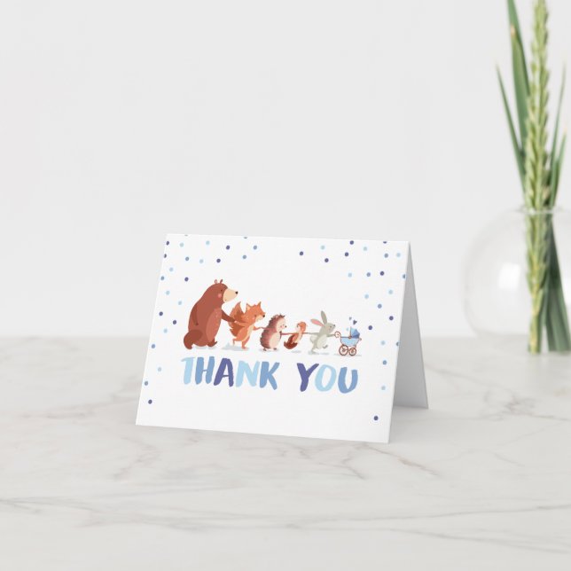 Baby shower de garçon d'animaux de carte de (Devant)