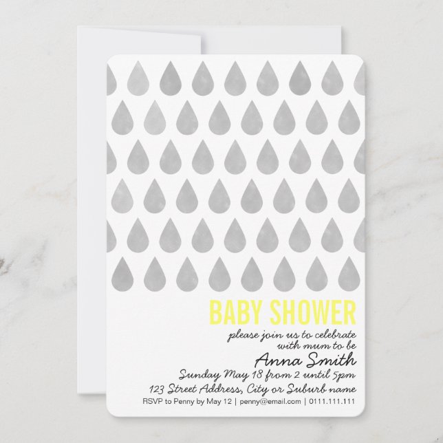 Baby shower de gouttelettes d'aquarelle Invitation (Devant)