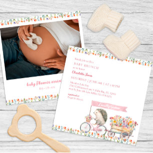 Baby shower de hérisson rose Invitation photo