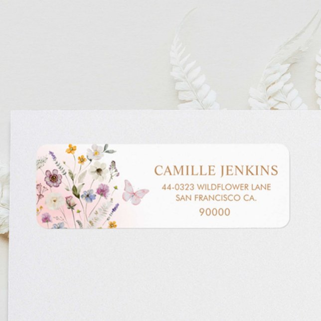 Baby shower de jardin floral papillon (Butterfly Floral Address Label)