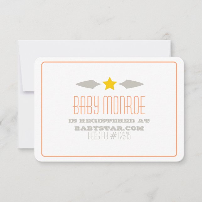 BABY SHOWER DE LA CARTE DE REGISTRE BÉBÉ STAR (Devant)