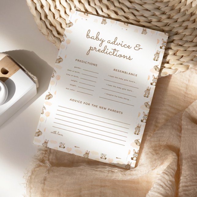 Baby shower de lapin bébé - Prédictions et carte d (Créateur téléchargé)
