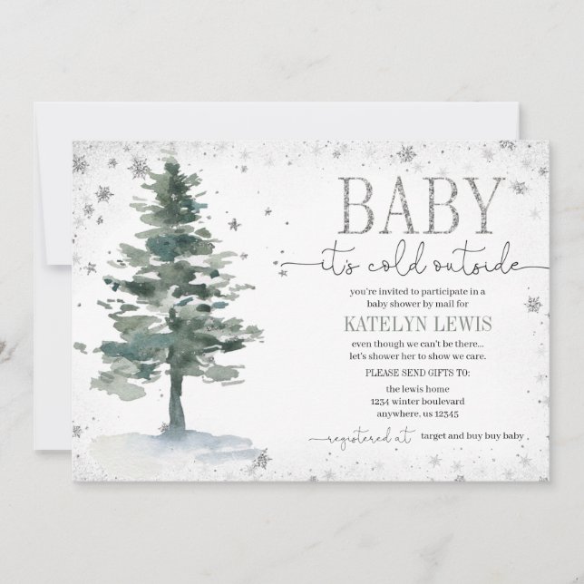Baby shower de l'arbre de Noël par invitation post (Devant)