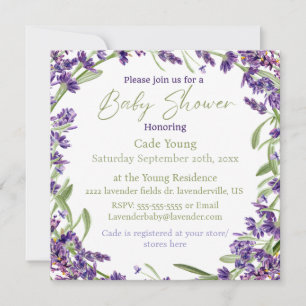 Baby shower de lavande violet Invitation Monogramm