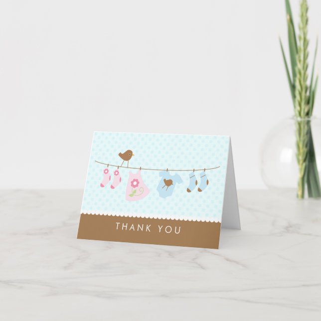 Baby shower de ligne de vêtements Merci Cartes (Devant)