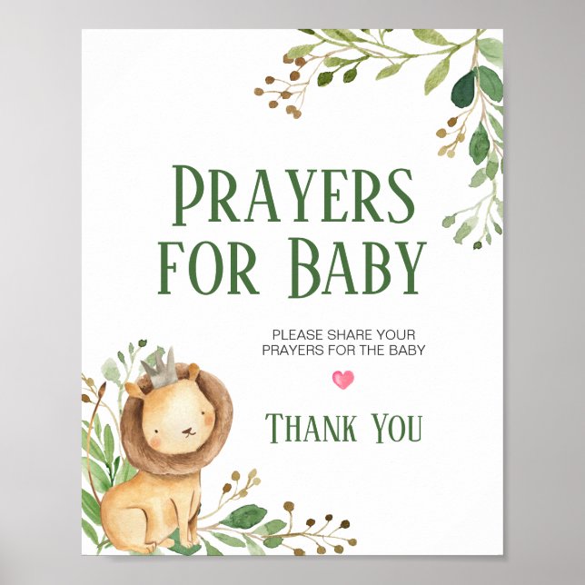 Baby shower de Lion vert prières pour Baby Poster (Devant)