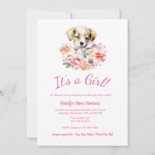 Baby shower de marionnettes et fleurs Invitation