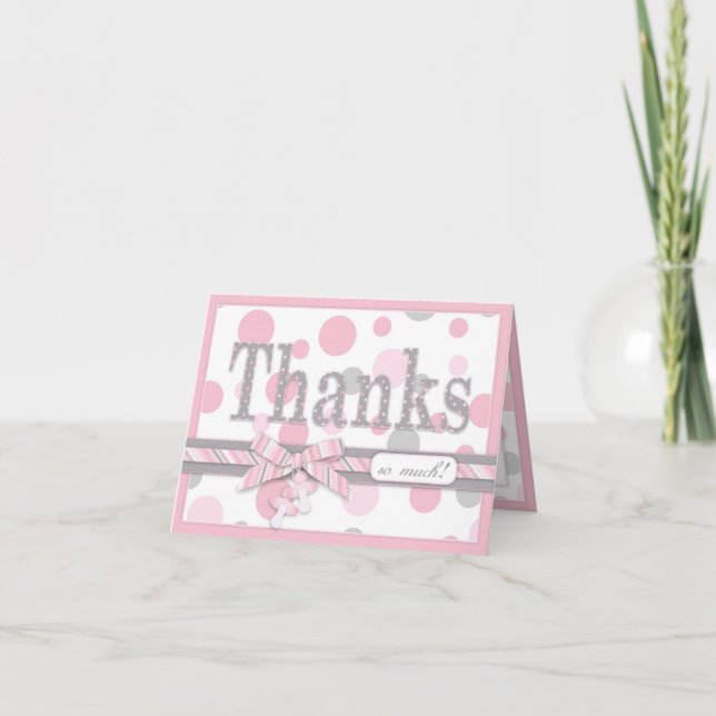 Baby shower de Merci Pois rose et gris (Devant)