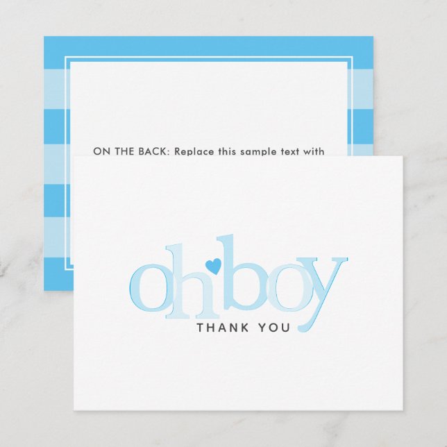 Baby shower de Merci simple Blue Heart Boy (Devant / Derrière)
