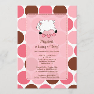 Baby shower de mouton doux Invitation Fille rose