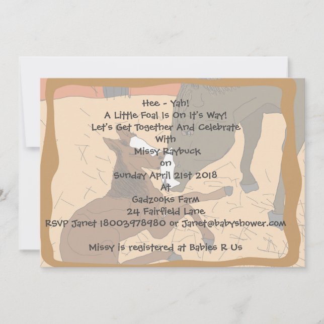 Baby shower de naissance de Cheval bébé Invitation (Devant)