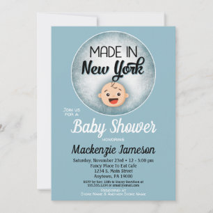 Baby shower de New York Funny Blue Boys Invitation