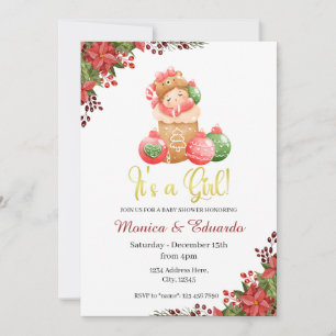 Baby shower de Noël C'est une invitation de fille