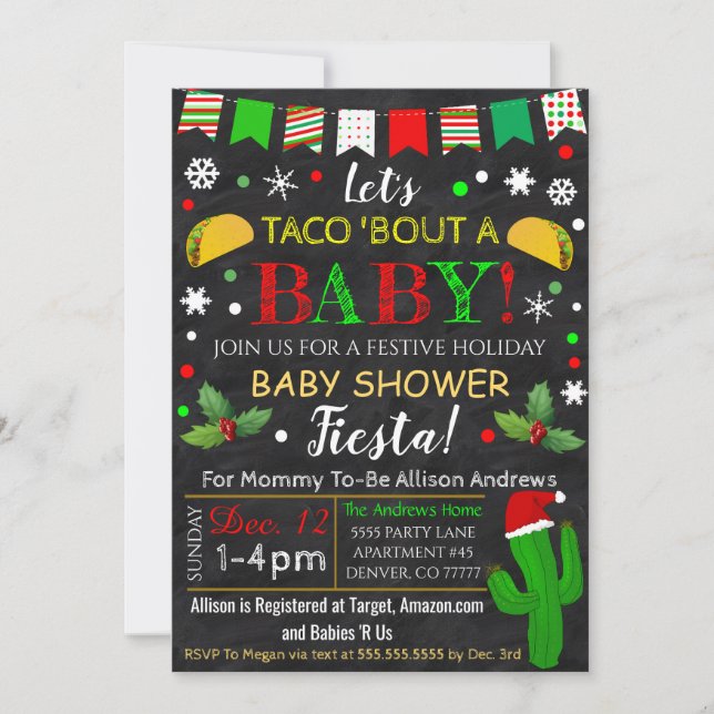 Baby shower de Noël Fiesta Invitation (Devant)