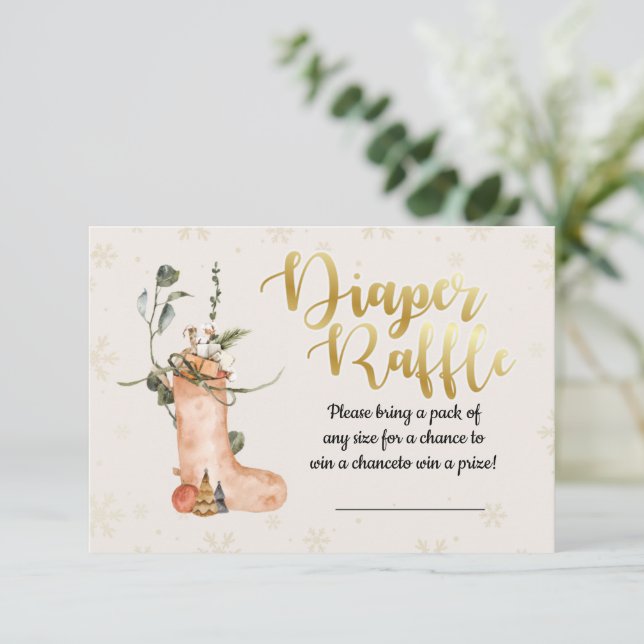 Baby shower de Noël hivernal Déchets Carte Raffin (Debout devant)