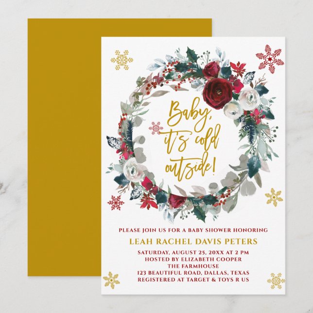 Baby shower de Noël Invitation (Devant / Derrière)