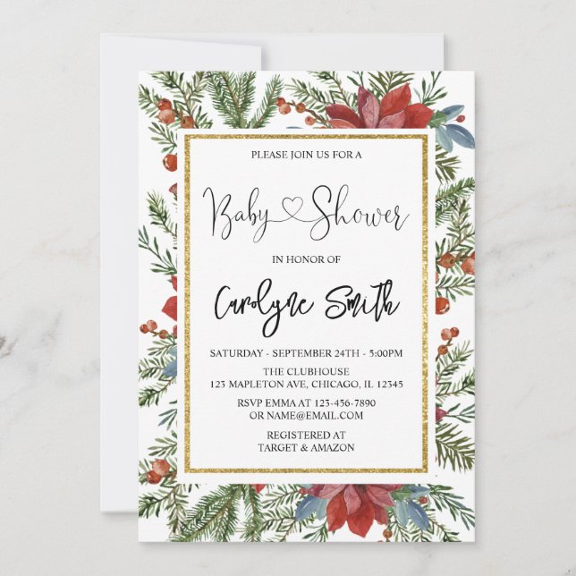 Baby shower de Noël Invitation (Devant)