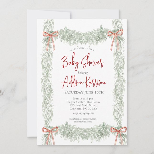 Baby shower de Noël Invitation (Devant)