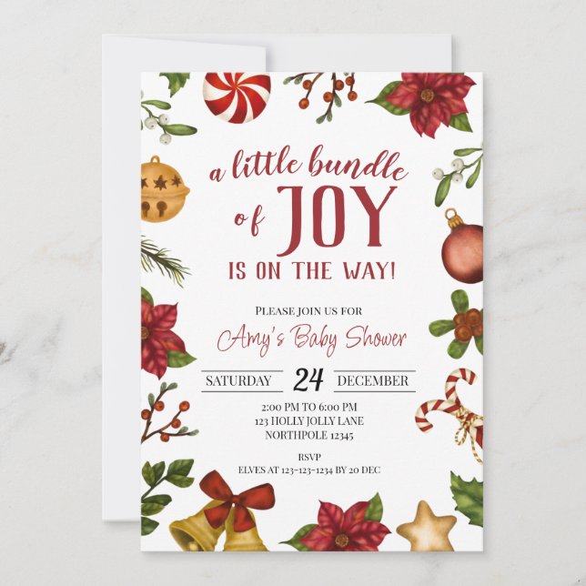 Baby shower de Noël Invitation (Devant)
