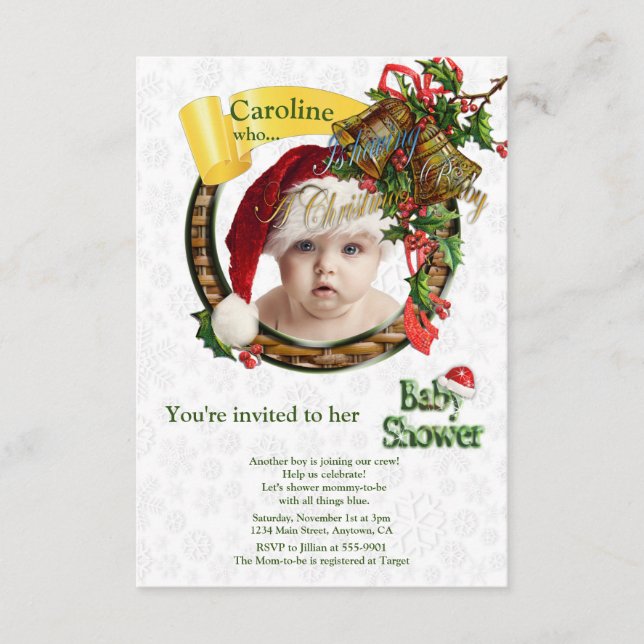 Baby shower de Noël Invitation (Devant)