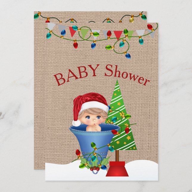 Baby shower de Noël Invitation (Devant / Derrière)