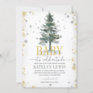 Baby shower de Noël Invitation Argent Or