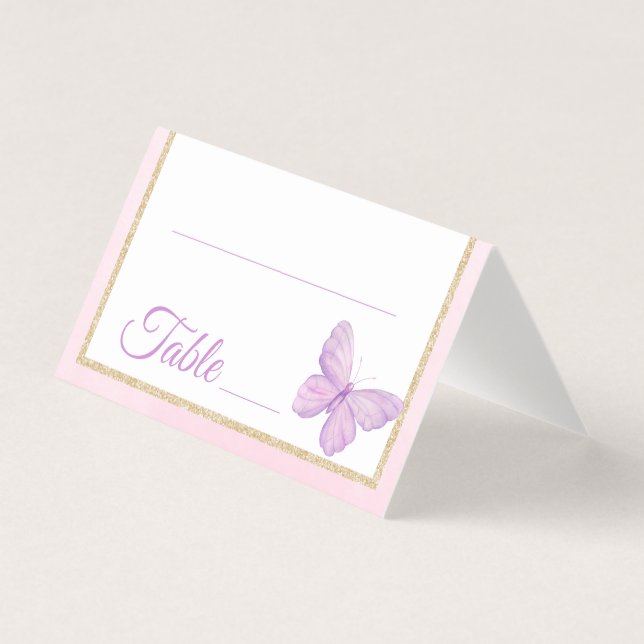 Baby shower de papillon rose pourpre Numéro de tab (Front)