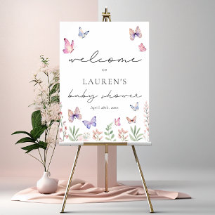 Baby shower de papillons moderne Affiche de bienve