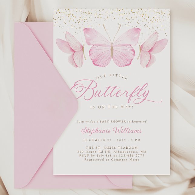 Baby shower de papillons rose et or Invitation (Créateur téléchargé)