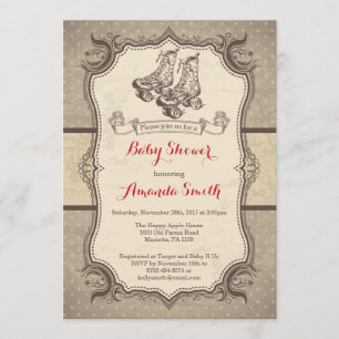 Baby shower de patinage à rouleaux Invitation Vint