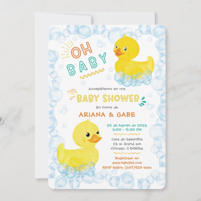 Baby Shower de patos de goma gemelos Invitation (Front)