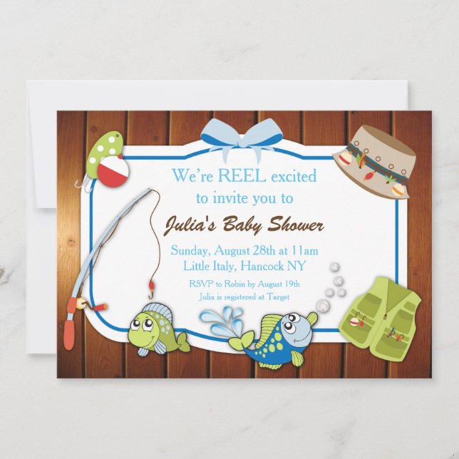 Baby shower de pêche Invitation Invitation personn (Devant)