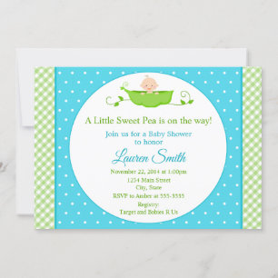 Baby shower de pois doux Invitation Garçon bleu bé