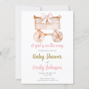 Baby shower de poussette en bois Invitation fille