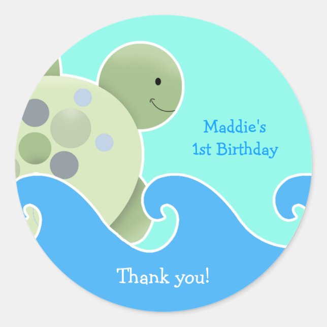 Baby shower de récif de tortue / Sticker favori po (Devant)