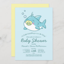 Baby shower de requin mignon Kawaii Invitation