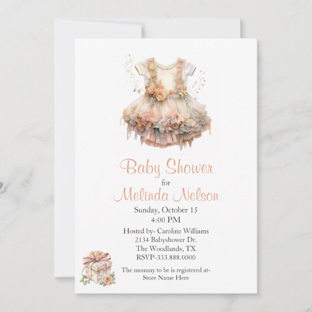 Baby shower de robe de bébé Invitation (Devant)