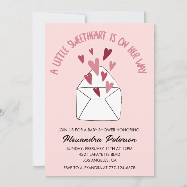 Baby shower de Saint Valentin Coeurs invitations e (Devant)