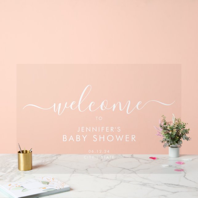 Baby shower de script moderne Bienvenue Blanc (Mariage)