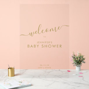 Baby shower de script moderne Welcome Gold