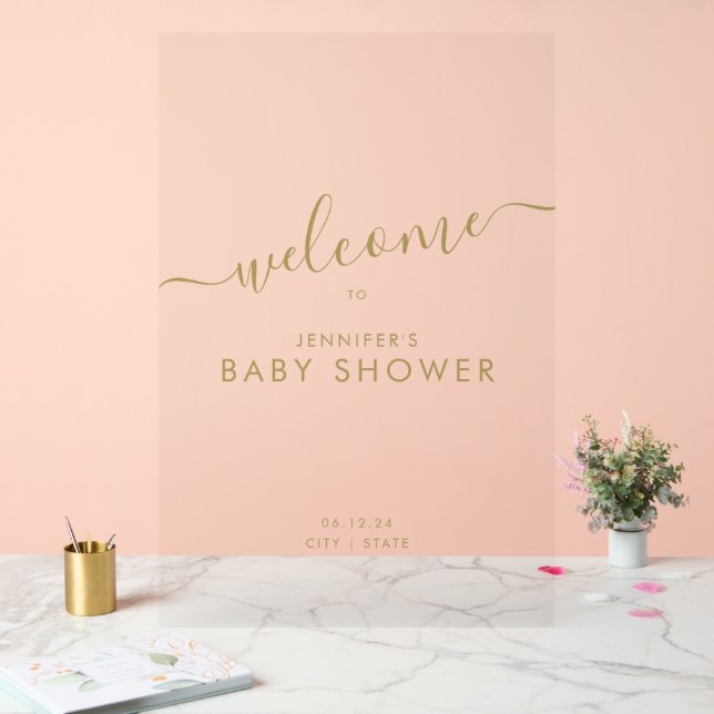 Baby shower de script moderne Welcome Gold (Mariage)
