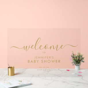 Baby shower de script moderne Welcome Gold