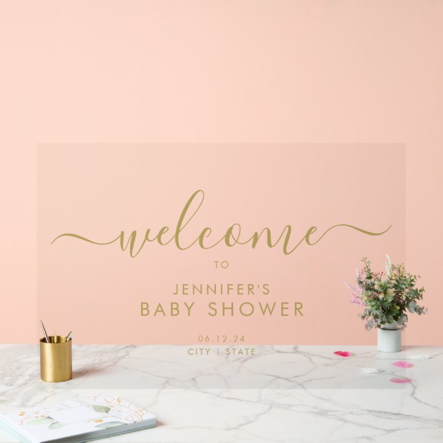 Baby shower de script moderne Welcome Gold (Mariage)