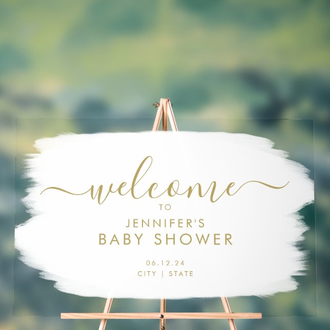 Baby shower de script moderne Welcome Peinture Bla (Neutre)