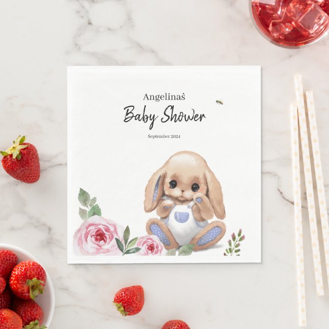 Baby shower de serviette en papier au design migno (En situation)