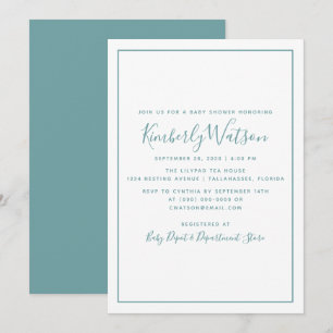 Baby shower de simplicité Invitation   Turquoise
